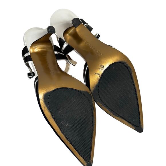Ellen Tracy high heel strappy shoes black & white leather US 8M Boss Lady style - Picture 8 of 11